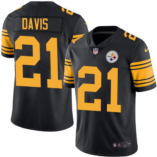 Nike Steelers #21 Sean Davis Black Men's Stitched NFL Limited Rush Jersey - Click Image to Close